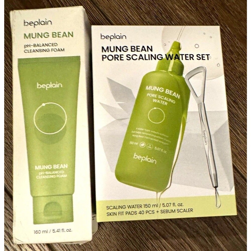 beplain Mung Bean Pore Care Set Skin Fit Pads Sebum Scaler pH Balanced Foam
